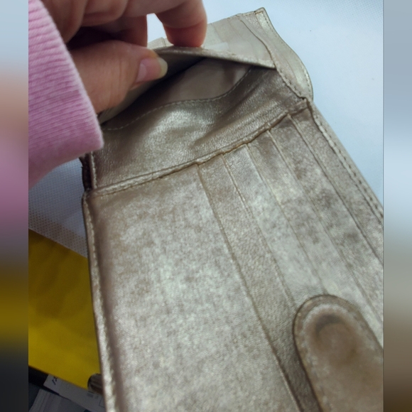 BOTTEGA VENETA Hobo Leather Wallet by fold- cc/coin compartment- silver metallic - Picture 6 of 11